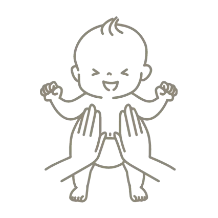 マッサージされる赤ちゃんのイラスト