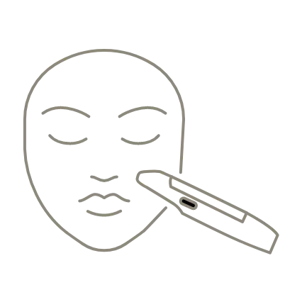 ミコステラの施術を受ける人物の顔のイラスト