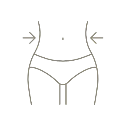 ウエストの左右に内側に向く矢印があるイラスト